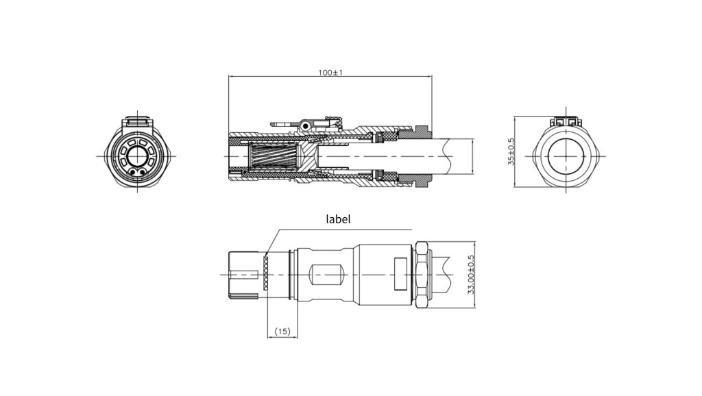 S1M 1 Pin 200A 250A 300A Metal Plug-Overall Dimensions