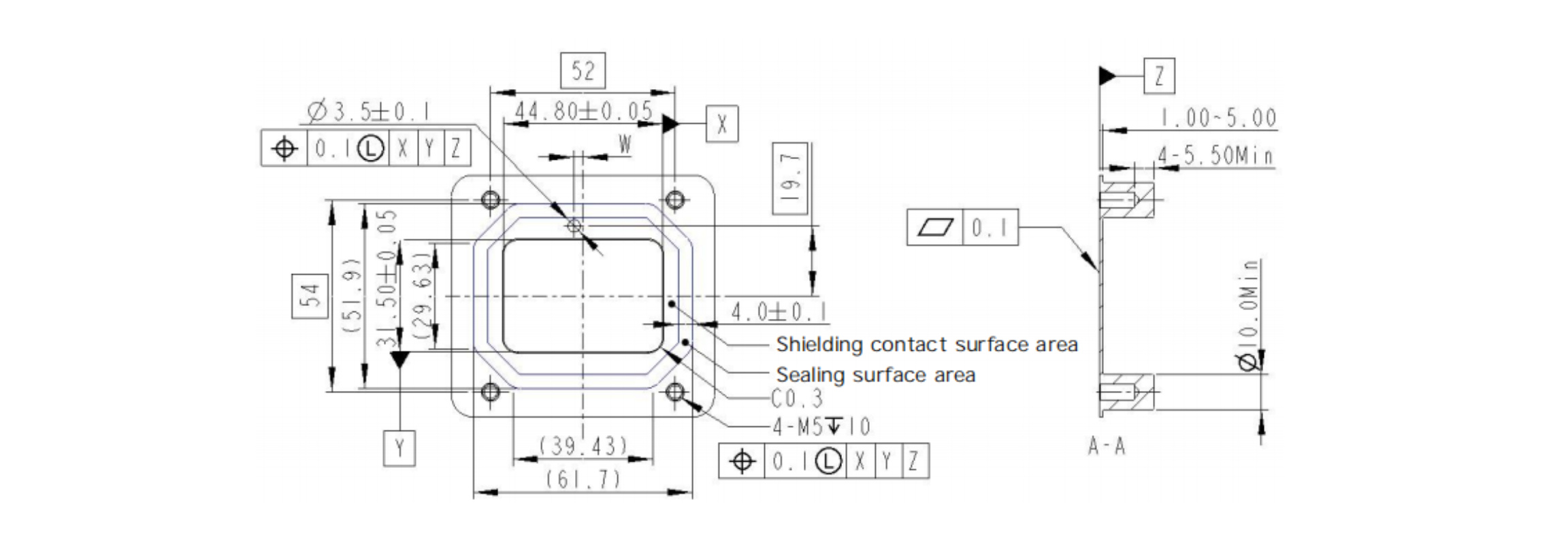 S1P 2 Pin 130A 200A 250A 300A Plastic Receptacle-Installation Dimensions