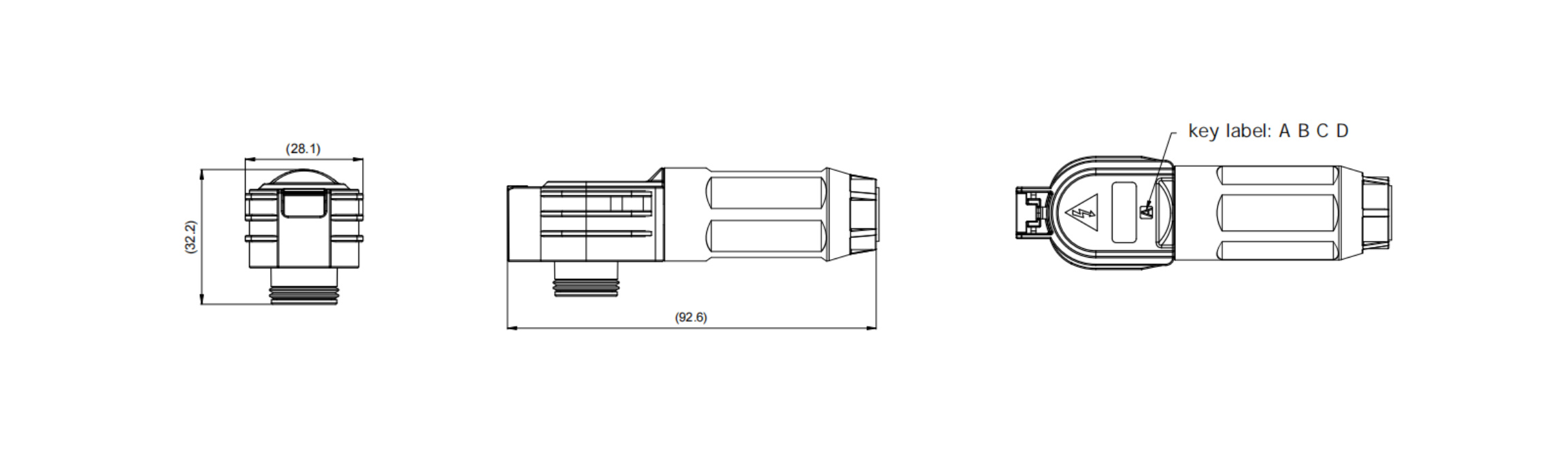 S3P 1 Pin 150A 200A 250A Plastic Plug-Overall Dimensions