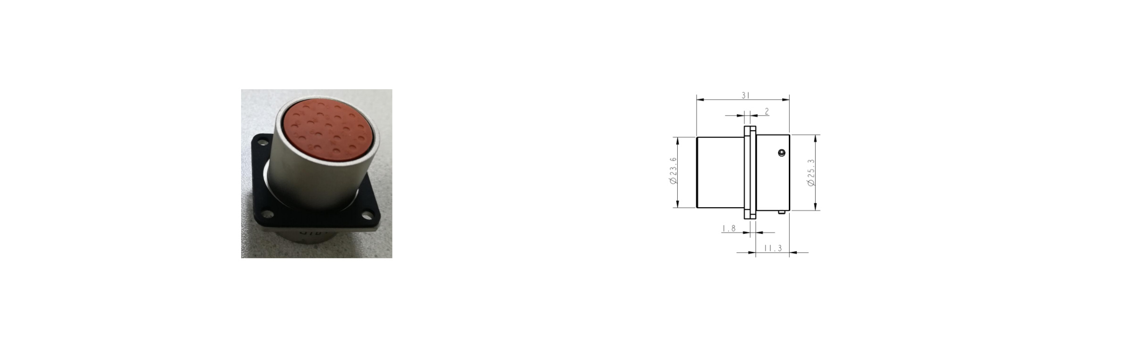 W1M 19 Pin 13A Metal Receptacle-Glue Filling Receptacle- Overall Dimensions And Installation Dimensions