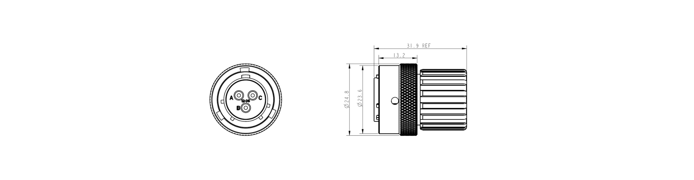 W1M 3 Pin 13A Metal Plug-Overall Dimensions