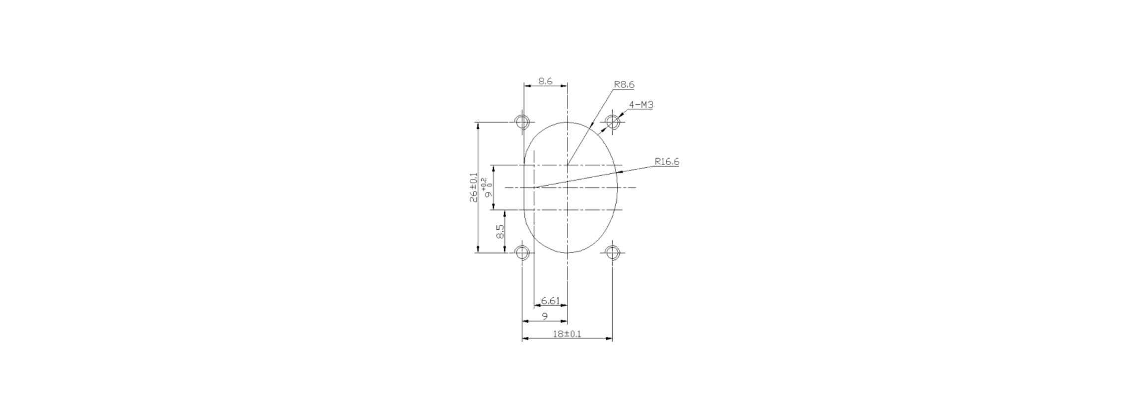 W1M 2 Pin 20A 25A 40A 60A Metal Receptacle-Installation Dimensions
