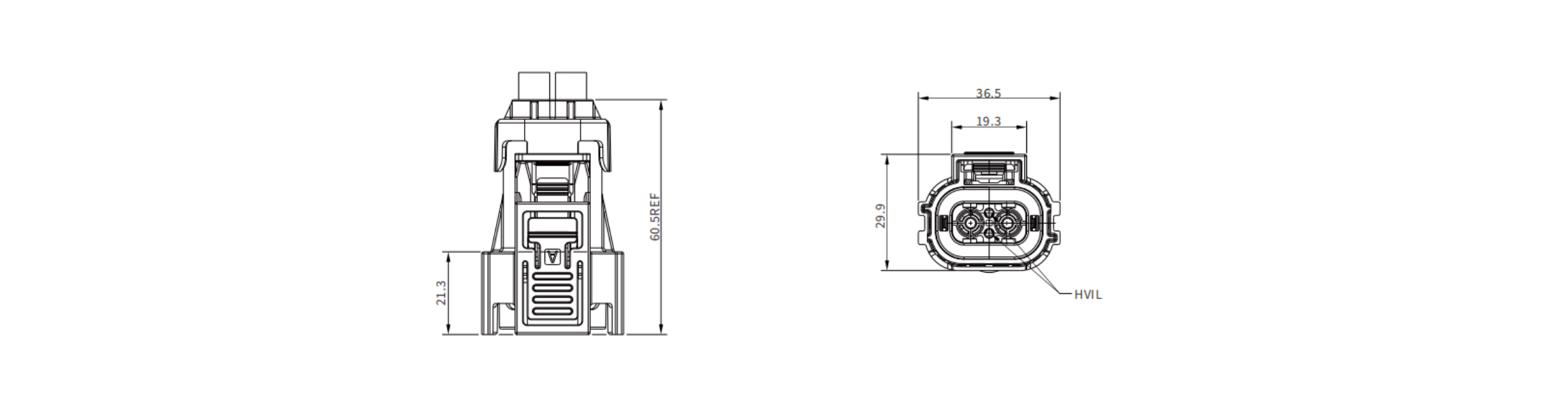 W1P 2 Pin 20A 25A 40A Plastic Plug-Overall Dimensions